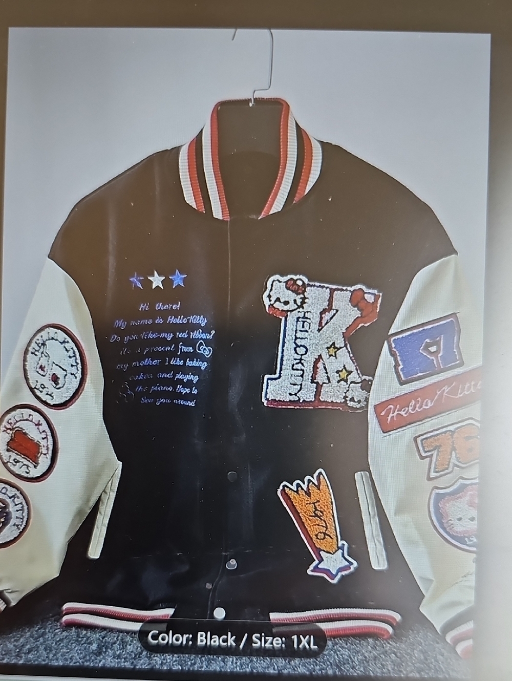 New Sanrio 2XL Hello Kitty 1976-2005 Colorful Patchwork Varsity Jacket